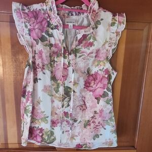 Bailey 44 Floral Blouse in Pink and Green